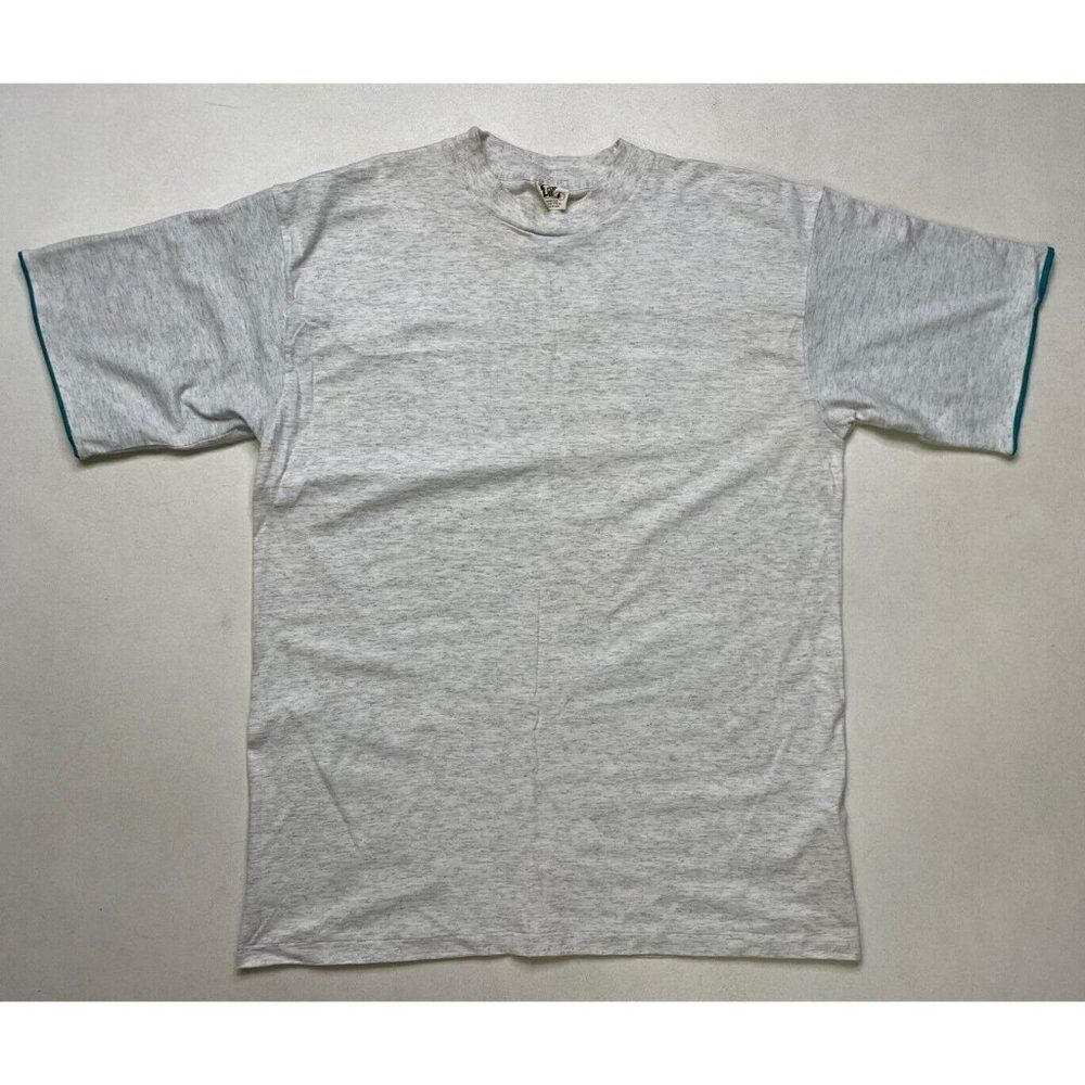 VINTAGE Top Tee Blank T-shirt Men Large USA 80s 90s Single Stitch